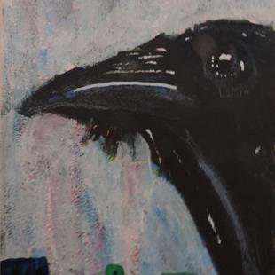 Art: raven in the city by Artist Nancy Denommee   