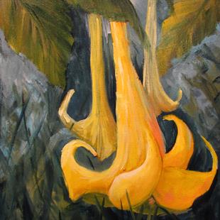 Art: Angel's Yellow Trumpet Floral by Artist Barbara Haviland