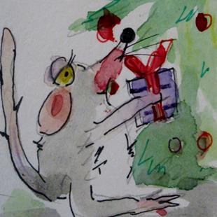 Art: Christmas Gift Mouse by Artist Delilah Smith