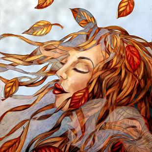 Art: Yellow Leaves and Gossamer by Artist Alma Lee