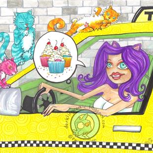Art: Taxi Cats by Artist Emily J White