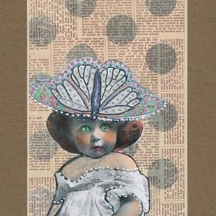 Art: Green Eyes and Butterfly Hat by Artist Sherry Key