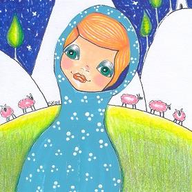 Art: Pink Sheep-Sold by Artist Sherry Key
