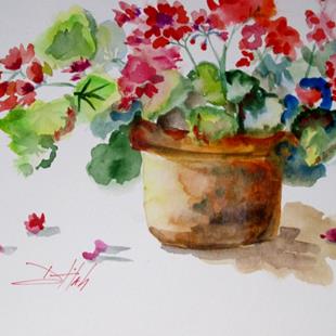 Art: Pot of Geraniums No. 2 by Artist Delilah Smith