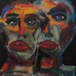 Art: faces no. 75 SOLD by Artist Nancy Denommee   