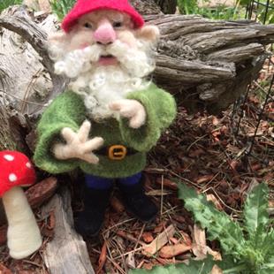 Art: Needle Felted Forest Gnome by Artist Ulrike 'Ricky' Martin