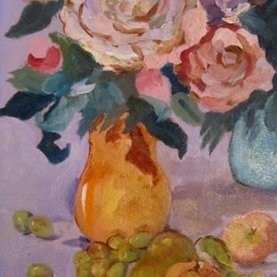 Art: Floral Still Life with Fruit by Artist Delilah Smith