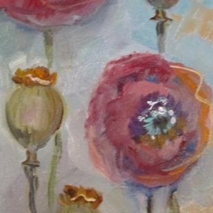 Art: Tall Pink Poppies by Artist Delilah Smith