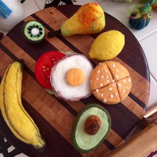 Art: Needle Felted Food and fruit Medley by Artist Ulrike 'Ricky' Martin