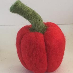 Art: Needle Felted Red Pepper by Artist Ulrike 'Ricky' Martin