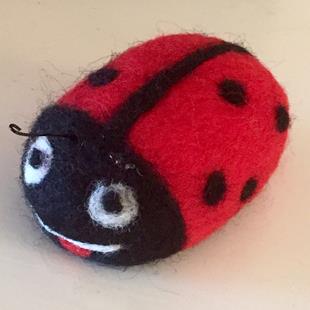 Art: Needle Felted Ladybug by Artist Ulrike 'Ricky' Martin
