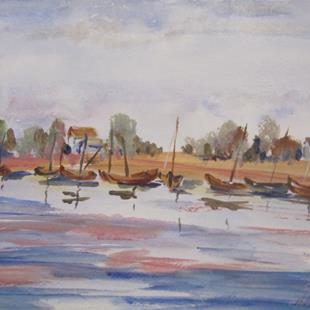 Art: Boats in the Bay by Artist Delilah Smith