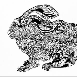 Art: Tatted Rabbit by Artist Alma Lee