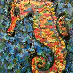 Art: Encaustic Seahorse - SOLD by Artist Ulrike 'Ricky' Martin