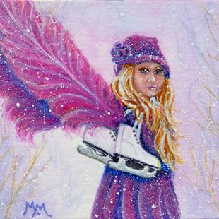 Art: Skatie - A Little Winter Angel  (SOLD) by Artist Monique Morin Matson