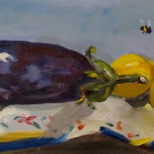 Art: Eggplant and Lemons by Artist Delilah Smith