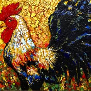 Art: Colorful Rooster by Artist Ulrike 'Ricky' Martin