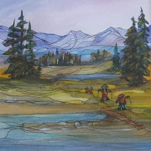 Art: Adventures with Friends (sold) by Artist Kathy Crawshay