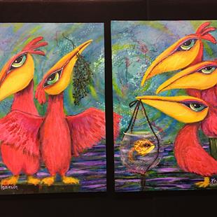 Art: Pelican Diptych by Artist Ke Robinson