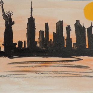 Art: scrambled skyline by Artist Nancy Denommee   