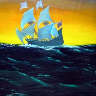 Art: Twilight storm at sea by Artist Rossi Kelton