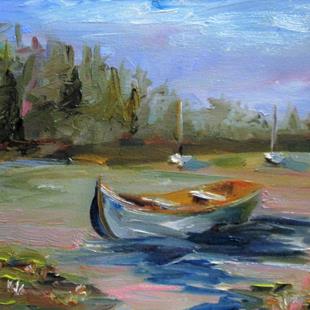 Art: Row Boat on the Lake-sold by Artist Delilah Smith