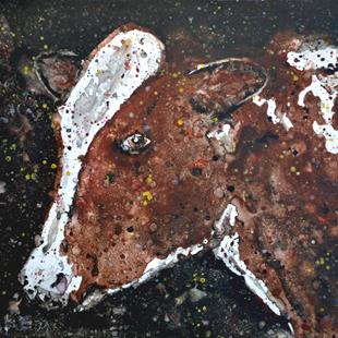 Art: Impression Brown and White Cow by Artist Melinda Dalke