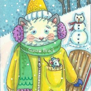 Art: SNOW DAY Cat And Mouse by Artist Susan Brack