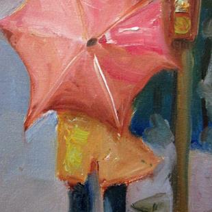 Art: Pink Umbrella by Artist Delilah Smith