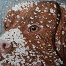 Art: Chocolate Lab Dog in Snow by Artist Pamela Becker