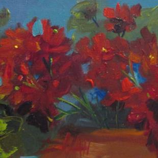 Art: Red Geraniums by Artist Delilah Smith