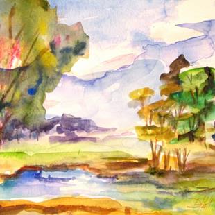Art: A Stream in the Pasture by Artist Delilah Smith