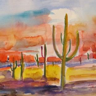 Art: Sunset in the Desert by Artist Delilah Smith