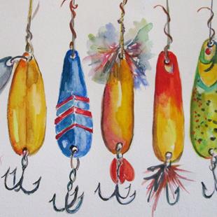 Art: Fishing Lures No. 3 by Artist Delilah Smith
