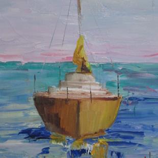 Art: Yellow Sailboat by Artist Delilah Smith