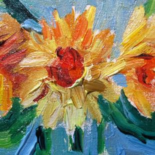 Art: Sunflowers Aceo by Artist Delilah Smith