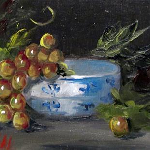 Art: Grapes and Bowl by Artist Delilah Smith