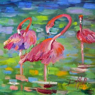 Art: Flamingos No. 2-sold by Artist Delilah Smith