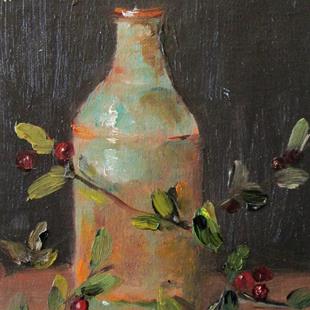 Art: Vase and Crab apples by Artist Delilah Smith