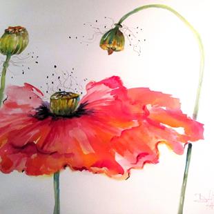 Art: Poppy and Pods by Artist Delilah Smith