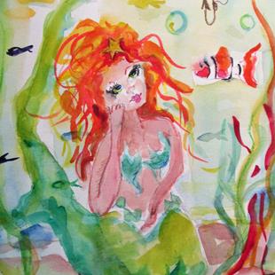 Art: Mermaid and Clown fish by Artist Delilah Smith