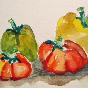 Art: Tomato and Peppers by Artist Delilah Smith
