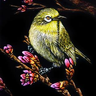 Art: Spring Finch  (SOLD) by Artist Monique Morin Matson
