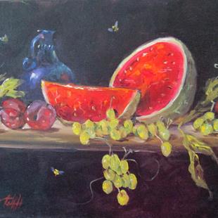 Art: Watermelon and Fruit by Artist Delilah Smith