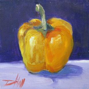 Art: Yellow Pepper on Purple by Artist Delilah Smith