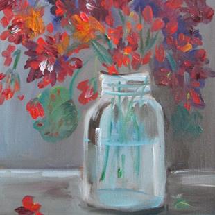 Art: Geraniums in a Fruit Jar by Artist Delilah Smith