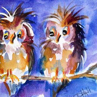 Art: two Chubby Owls by Artist Delilah Smith