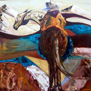 Art: Cowgirl on Horseback by Artist Diane M Whitehead