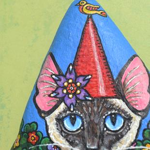 Art: Catty Gnome & Bird by Artist Melinda Dalke