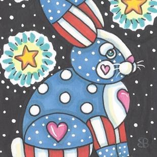 Art: BUNNIES ARE TRUE TO THE RED WHITE AND BLUE by Artist Susan Brack